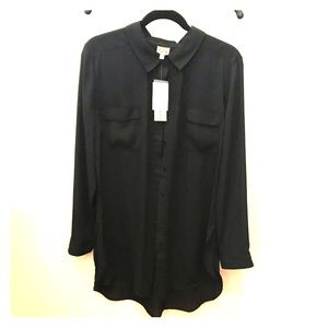 Long sleeve sheer button up tunic